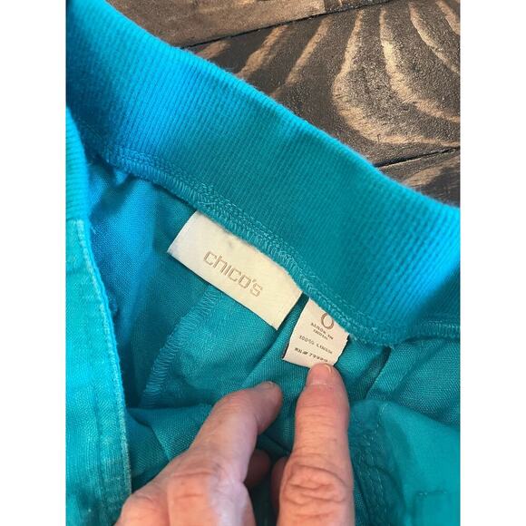 Chicos 100% Linen Pant Women Small Cargo Utility Beach Pocket Lagenlook ColorFul - Picture 2 of 9